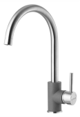 Фото товара: ALVEUS ELZA G04M STEEL, смеситель, хром/ гранит, серый