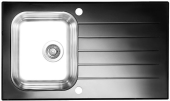 Фото товара: ALVEUS GLASSIX 10 RAL9005-90, мойка, нержавеющая сталь/стекло, черный (в компл.с сифон 1127251)