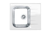 Фото товара: ALVEUS VITRO 10, мойка, нержавеющая сталь/стекло, белый (c сифоном клапан-автомат 1058656)