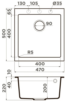 Детальное фото товара: Omoikiri Bosen 47-ES, мойка, гранит, espresso
