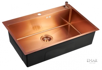 Детальное фото товара: Emar EMB-125A PVD Nano Coppery, мойка, нержавеющая сталь, медь