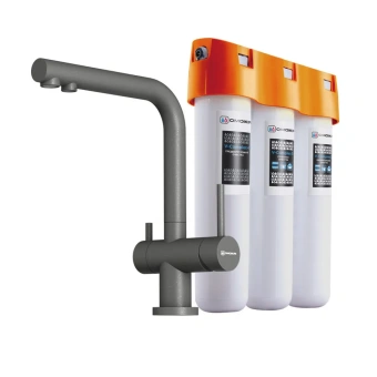 Детальное фото товара: Omoikiri Nagano-BL-P, смеситель, гранит, черный + Pure drop Lite