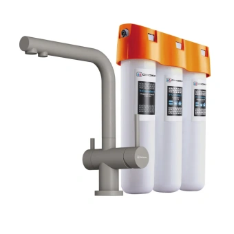 Детальное фото товара: Omoikiri Nagano-BL-P, смеситель, гранит, черный + Pure drop Lite