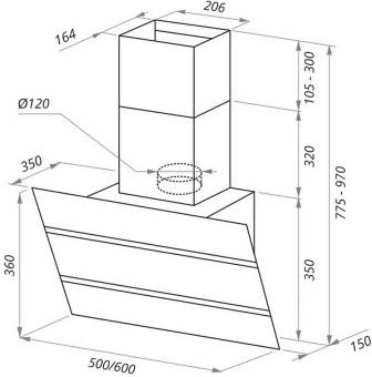 Детальное фото товара: Maunfeld BRIDGE 60 black glass black