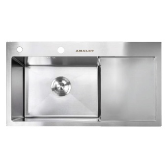 Детальное фото товара: AMALET 7848L-STR-ST, мойка, нержавеющая сталь, сатин