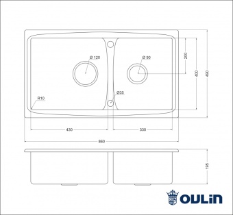Детальное фото товара: Oulin OL-S8203, мойка, нержавеющая сталь сатин