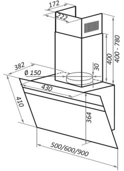 Детальное фото товара: Maunfeld MEDWAY 60 Glass Black/Stripe Inox