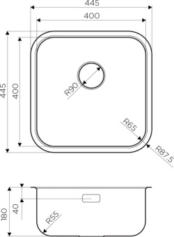 Детальное фото товара: Omoikiri Omi 44-U/IF-IN Quadro, мойка, нержавеющая сталь
