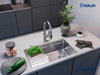 Детальное фото товара: Oulin OL-EH201M, мойка, нержавеющая сталь сатин