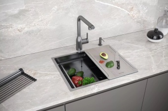 Детальное фото товара: Paulmark NEXT-MULTI SINK 54 UNI, мойка, нержавеющая сталь, вороненая сталь