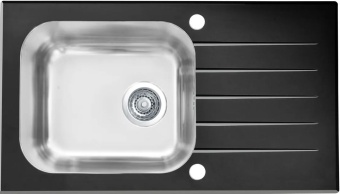 Детальное фото товара: ALVEUS VITRO 20 RAL9005-90, мойка, нержавеющая сталь/стекло, черный