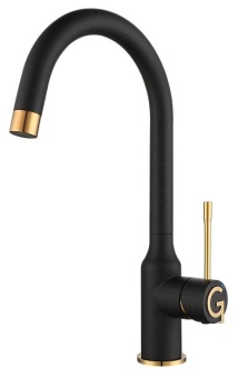 Детальное фото товара: Rivelato GARDA 1923502 nero/oro, смеситель, гранит, черный/золото