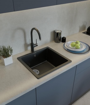 Детальное фото товара: Rivelato BERKANA BK-45 nero, мойка, гранит, черный