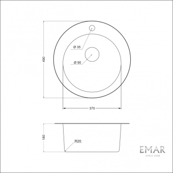Детальное фото товара: Emar EM-490, мойка, нержавеющая сталь