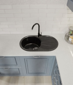 Детальное фото товара: GranFest RONDO GF-R-750 L, мойка, мрамор, графит