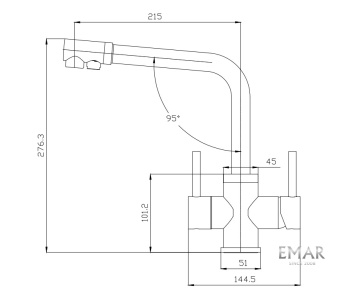 Детальное фото товара: Emar EC-4003H, смеситель, хром
