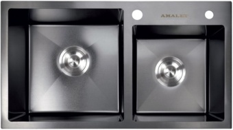 Детальное фото товара: AMALET 7848/1,5-STR-BL, мойка, нержавеющая сталь, графит
