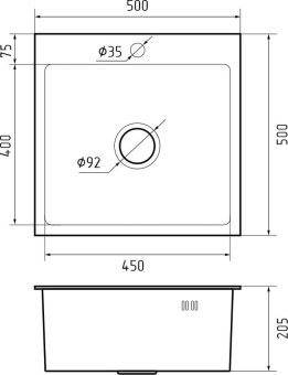Детальное фото товара: GranFest 5050 PVD, мойка, нержавеющая сталь, графит