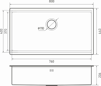 Детальное фото товара: Rivelato RINOX 8044 UN INOX, мойка, нержавеющая сталь