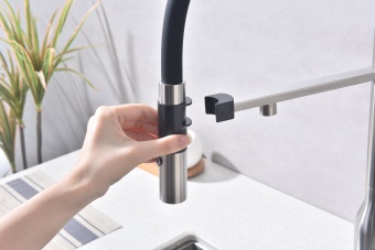 Детальное фото товара: Paulmark Magneto One, смеситель, брашированная сталь