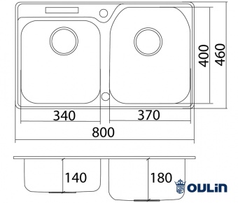 Детальное фото товара: Oulin OL-H9910, мойка, нержавеющая сталь сатин