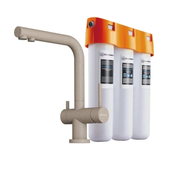 Детальное фото товара: Omoikiri Nagano-BL-P, смеситель, гранит, черный + Pure drop Lite