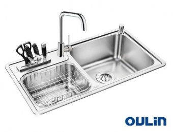 Детальное фото товара: Oulin OL-H9910, мойка, нержавеющая сталь сатин