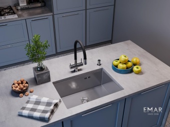 Детальное фото товара: Emar EMB-132 PVD Nano Satine, мойка, нержавеющая сталь сатин