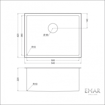 Детальное фото товара: Emar EMB-123 PVD Nano Golden, мойка, нержавеющая сталь, золото