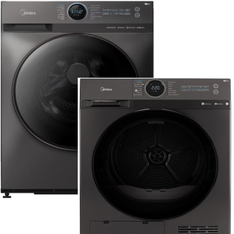 Детальное фото товара: Midea стирка MF200W90WBS/S-RU + сушка MD200H90W/T-RU + соед.эл MSKK-S20
