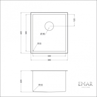 Детальное фото товара: Emar EMB-130 PVD Nano Golden, мойка, нержавеющая сталь, золото