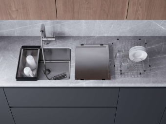 Детальное фото товара: Omoikiri Tadzava 54-U/I-IN Ultra-LG, мойка, светлое золото