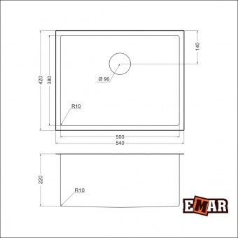 Детальное фото товара: Emar EMB-123 PVD Nano Dark, мойка, нержавеющая сталь, вороненая сталь