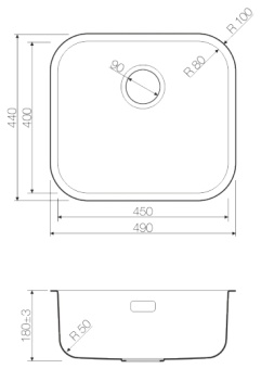 Детальное фото товара: Omoikiri Omi 49-U-IN, мойка, нержавеющая сталь
