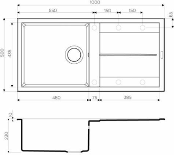 Детальное фото товара: Omoikiri Sumi 100-PL, мойка, гранит, платина