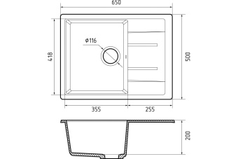 Детальное фото товара: GranFest QUADRO GF-Q-650 L, мойка, мрамор, кашемир