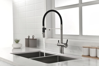 Детальное фото товара: Paulmark GRAVITY, смеситель, никель, черный шланг