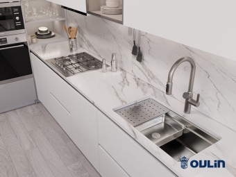 Детальное фото товара: Oulin OL-EH201M, мойка, нержавеющая сталь сатин