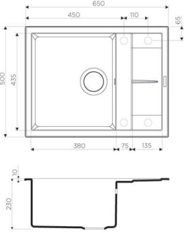 Детальное фото товара: Omoikiri Sumi 65-BL, мойка, гранит, черный
