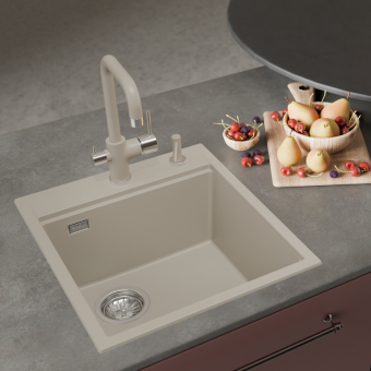 Детальное фото товара: Rivelato TESORO TR-455-L beige scuro, мойка, гранит, тёмно-бежевый