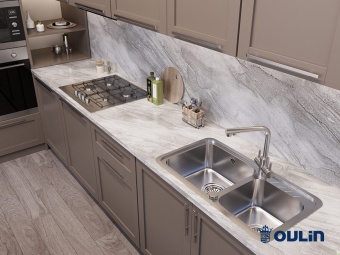 Детальное фото товара: Oulin OL-H9903 (F&P), мойка, нержавеющая сталь сатин