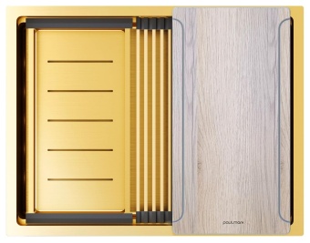 Детальное фото товара: Paulmark NEXT-MULTI SINK 58 UNI, мойка, нержавеющая сталь, брашированное золото