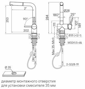 Детальное фото товара: Paulmark DOSSE, смеситель, антрацит