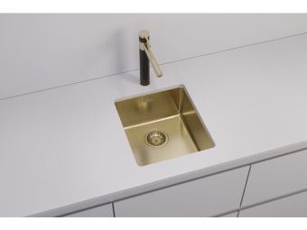 Детальное фото товара: ALVEUS KOMBINO 20 MONARCH GOLD SAT-90, мойка, нерж. сталь, золото (в компл. с выпуском без сиф.)