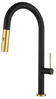 Детальное фото товара: Rivelato ASTI 3972500 nero/oro, смеситель, гранит, черный/золото