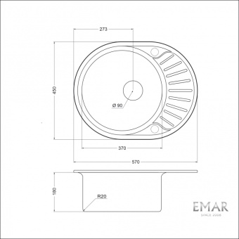 Детальное фото товара: Emar EM-5745, мойка, нержавеющая сталь