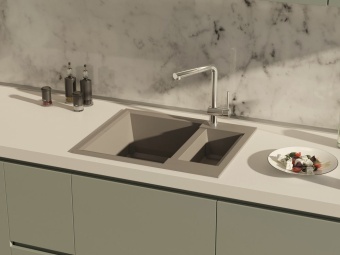 Детальное фото товара: Omoikiri Sakaime 60-2-BL, мойка, гранит, черный