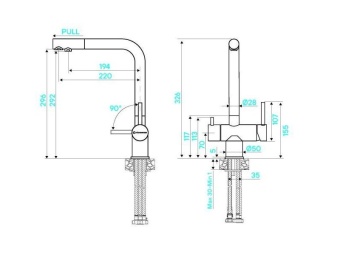 Детальное фото товара: KUCHENSTERN FOKUS-FS, смеситель, нержавеющая сталь, черный