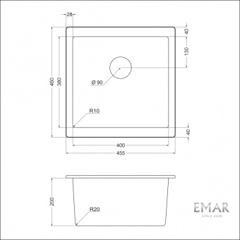 Детальное фото товара: Emar EMQ-1455.P, мойка, гранит, морион