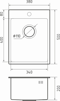 Детальное фото товара: Rivelato RINOX 3850 INOX, мойка, нержавеющая сталь